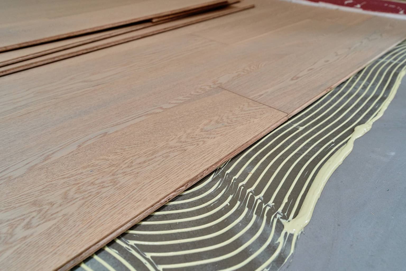 Glue-down engineered hardwood installation