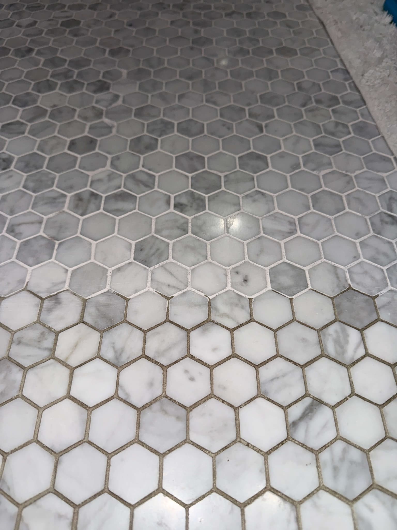 Grout before professional cleaning - dirty and discolored