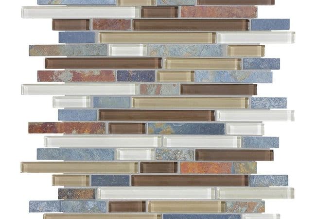 Anatolia Tile Amber Tea Linear Blend Mosaic, Anatolia Tile & Stone