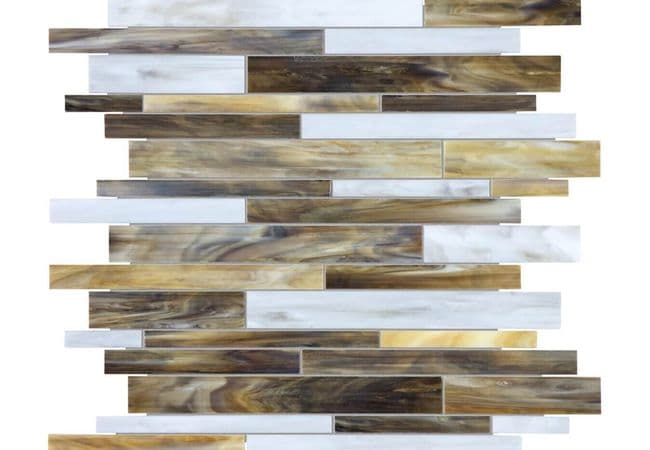 Anatolia Tile Baroque Peperino Random Strip Mosaic, Anatolia Tile & Stone
