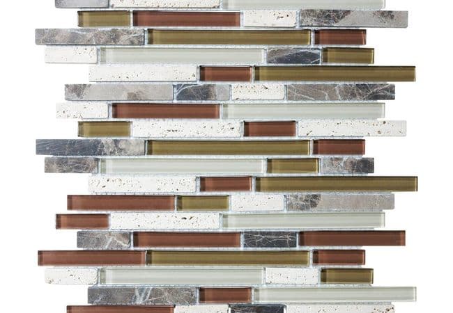 Anatolia Tile Cabernet Glass Stone Random Strip Mosaic — Anatolia Tile & Stone