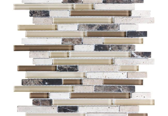 Anatolia Tile Cappucinno Glass Stone Random Strip Mosaic — Anatolia Tile & Stone