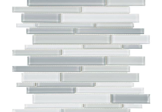 Anatolia Tile Element Glass Mineral Shades Of Grey Blend Random Strip Mosaic — Anatolia Tile & Stone