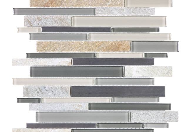Anatolia Tile Fossil Rock Glass Stone Stainless Random Strip Mosaic — Anatolia Tile & Stone