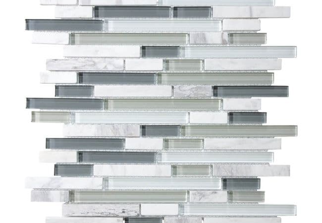 Anatolia Tile Iceland Glass Stone Random Strip Mosaic, Anatolia Tile & Stone