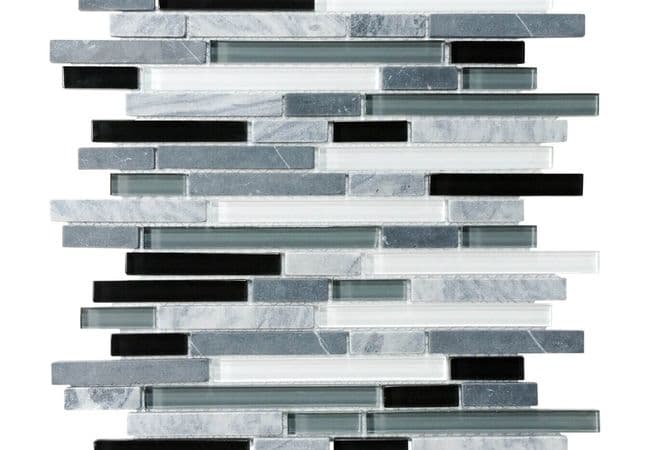Anatolia Tile Midnight Glass Stone Random Strip Mosaic, Anatolia Tile & Stone