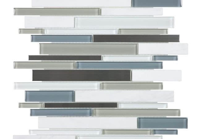 Anatolia Tile Nordic Storm Glass Stone Stainless Random Strip Mosaic — Anatolia Tile & Stone