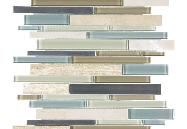 Anatolia Tile & Stone Glass Stone Stainless flooring collection sample
