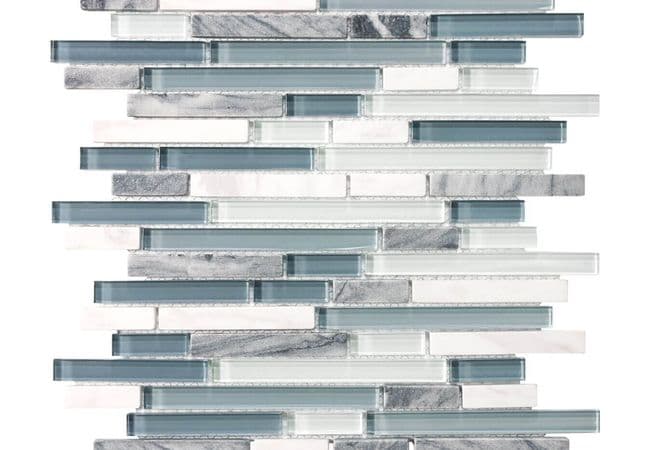 Anatolia Tile Waterfall Glass Stone Random Strip Mosaic, Anatolia Tile & Stone