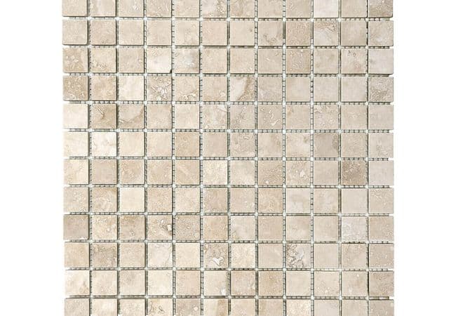Anatolia Tile Ivory Travertine 1 x 1 Mosaic Filled & Honed Natural Stone — Anatolia Tile & Stone
