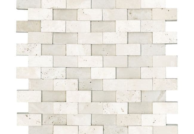 Anatolia Tile Ivory Travertine 1 x 2 Brick Mosaic Honed Natural Stone — Anatolia Tile & Stone