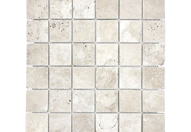 Anatolia Tile Ivory Travertine 2 x 2 Mosaic Tumbled Natural Stone — Anatolia Tile & Stone