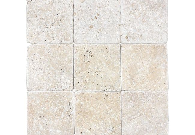 Anatolia Tile Ivory Travertine 4 x 4 Tumbled Natural Stone — Anatolia Tile & Stone