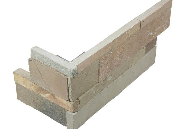 Anatolia Tile Ledgerstone African Dune 6 X 18 Assembled Corner Mosaic — Anatolia Tile & Stone