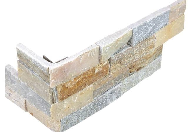 Anatolia Tile Ledgerstone Beachwalk 6 X 18 Assembled Corner Mosaic — Anatolia Tile & Stone