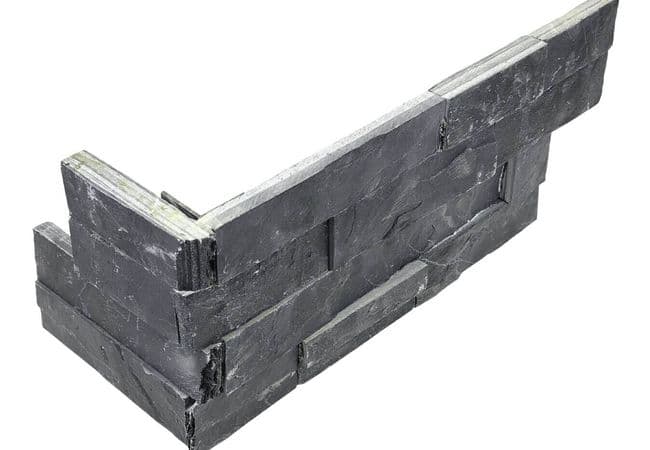 Anatolia Tile Ledgerstone Carbon 6 X 18 Assembled Corner Mosaic — Anatolia Tile & Stone