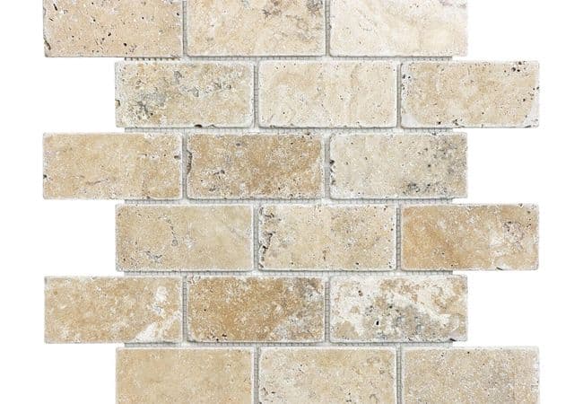 Anatolia Tile Picasso 2 x 4 Brick Mosaic Tumbled Natural Stone — Anatolia Tile & Stone