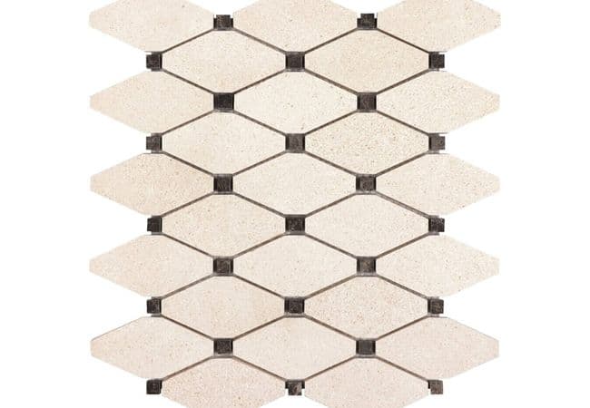 Anatolia Tile Serene Ivory Clipped Diamond Mosaic Honed Natural Stone, Anatolia Tile & Stone