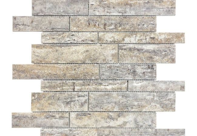 Anatolia Tile Silver Ash Random Strip Mosaic Honed Veincut Natural Stone, Anatolia Tile & Stone