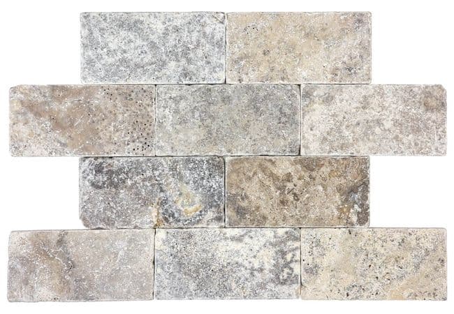 Anatolia Tile Silver Ash Travertine 3 x 6 Tumbled Natural Stone — Anatolia Tile & Stone