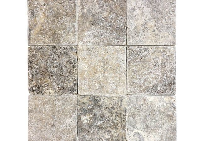 Anatolia Tile Silver Ash Travertine 4 x 4 Tumbled Natural Stone, Anatolia Tile & Stone
