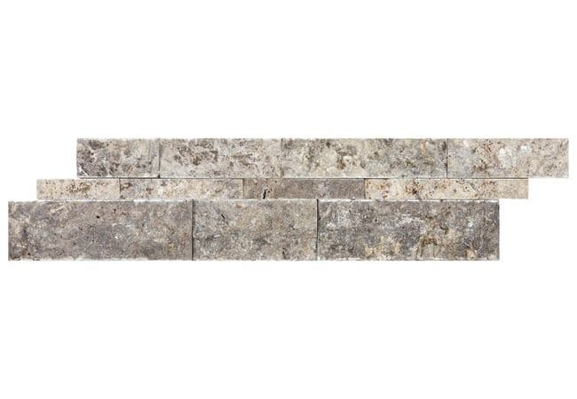 Anatolia Tile Silver Ash Travertine 6 x 24 Wall Panel Split Face Natural Stone, Anatolia Tile & Stone