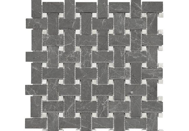 Anatolia Tile Stark Carbon Basketweave Mosaic Polished Natural Stone — Anatolia Tile & Stone