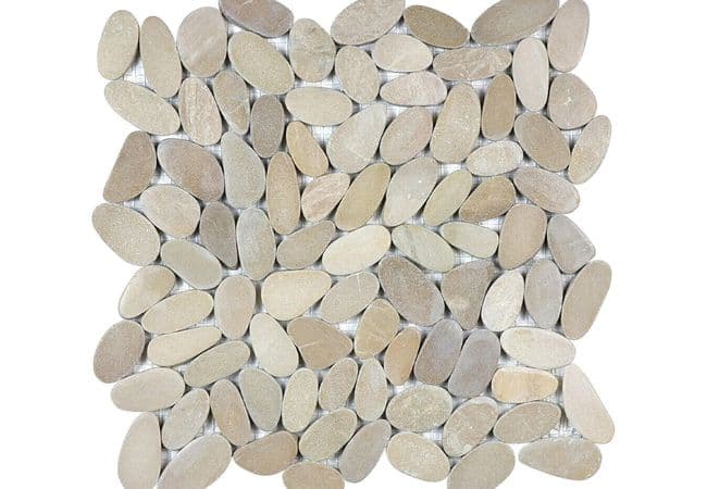 Anatolia Tile Zen Driftwood Tan Flat Pebble Mosaic Matte — Anatolia Tile & Stone