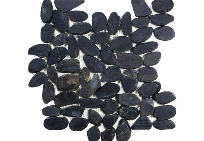 Anatolia Tile Zen Tahitian Black Flat Pebble Mosaic Polished — Anatolia Tile & Stone