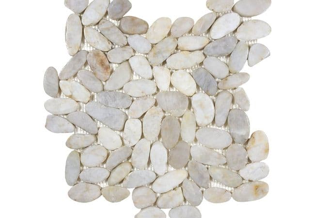 Anatolia Tile Zen Tonga Fiji Cream Flat Pebble Mosaic Polished — Anatolia Tile & Stone