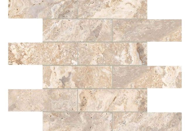 Anatolia Tile Antico Ivory Porcelain 2 x 6 Brick Mosaic Matte — Anatolia Tile & Stone