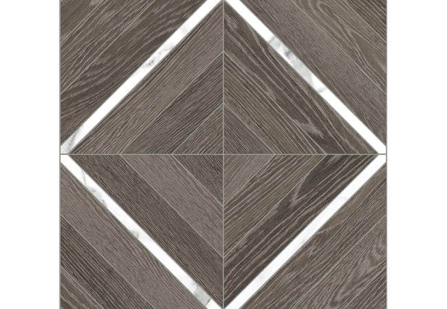 Anatolia Tile Antico Walnut Porcelain Marquetry w/ Statuario Mosaic Matte — Anatolia Tile & Stone