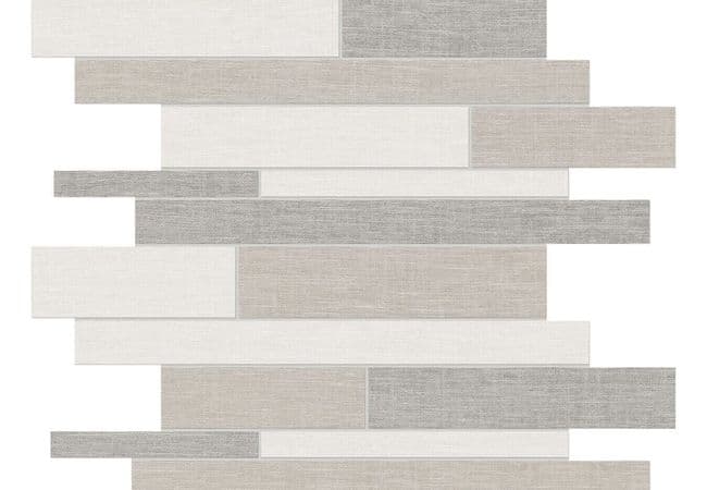 Anatolia Tile Belgian Linen Porcelain Light Blend Random Strip Mosaic, Anatolia Tile & Stone