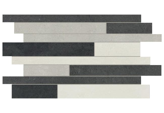 Anatolia Tile Segment Midnight Porcelain Blend Random Strip Mosaic Polished, Anatolia Tile & Stone