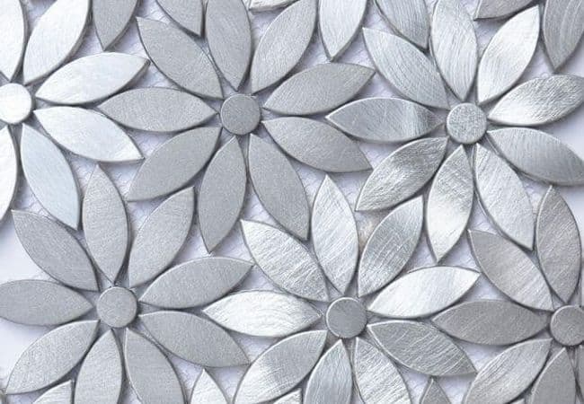 Ciot Tile 4'' Flower Mos. Thistle Silver Mix, Ciot Tiles