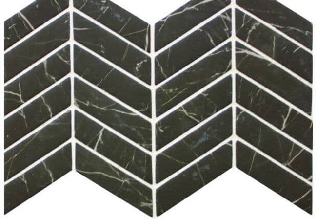 Ciot Tile Stone Glass Herringbone Marquina, Ciot Tiles