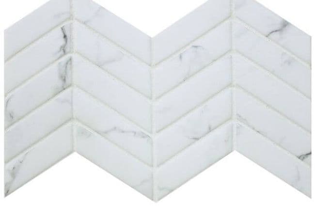 Ciot Tile Stone Glass Herringbone Statuario, Ciot Tiles