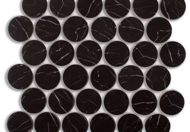 Ciot Tile Stone Glass Loonie 2 Round Marquina, Ciot Tiles