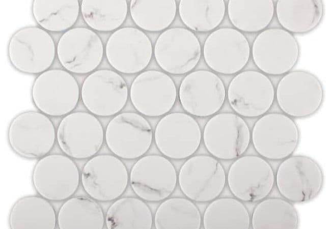 Ciot Tile Stone Glass Loonie 2 Round Statuario, Ciot Tiles