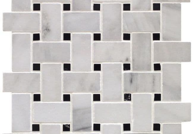 Ciot Tile Classic White W/Nero Marquina Insert Basketweave — Ciot Tiles