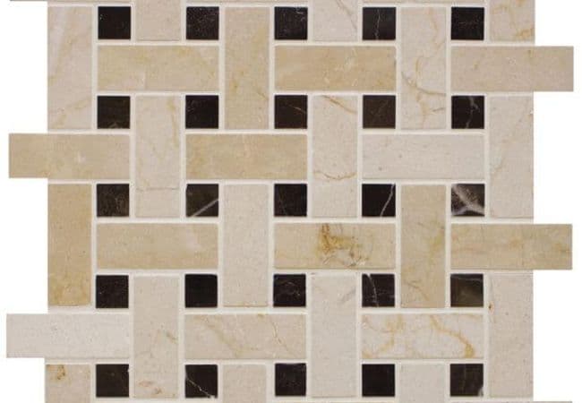 Ciot Tile Crema Marfil/Laurent Brown Basketweave Polished — Ciot Tiles