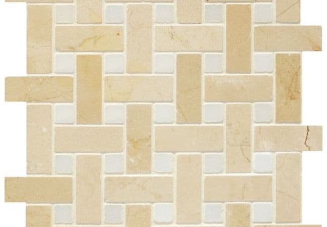 Ciot Tile Crema Marfil/Polar White Basketweave Polished, Ciot Tiles