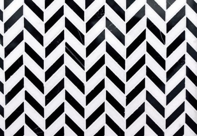 Ciot Tile Mini Chevron Nero Marquina / White Thassos Polished, Ciot Tiles