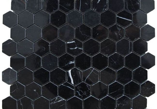 Ciot Tile Nero Marquina Hexagon Polished 1 ¼'', Ciot Tiles
