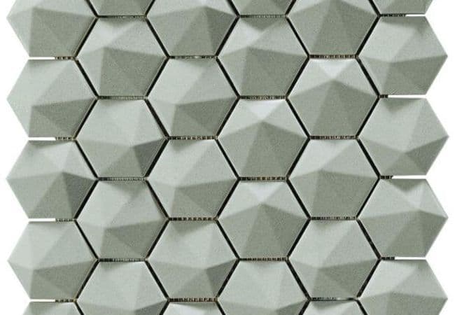 Ciot Tile 2.5'' 3Dhex Mos. Aluminium Matt, Ciot Tiles