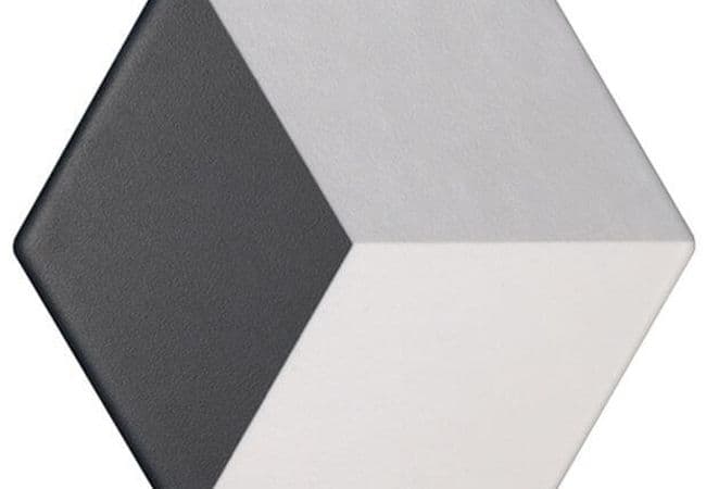 Ciot Tile 6'' Esagona Nero Decoro Tredi Matte, Ciot Tiles