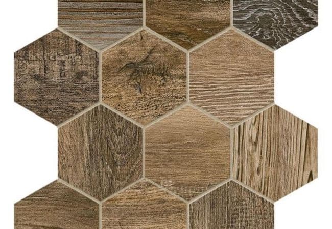 Ciot Tile Barn Wood Mix Esagona Brown 4'' — Ciot Tiles