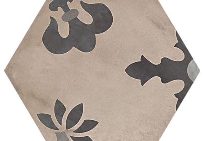 Ciot Tile Terra Esagono Decoro Giglio F 8.5''x10'' — Ciot Tiles