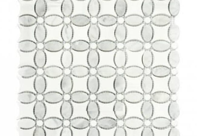 DZN 20stm037 Polished Ariston and Carrara White Flower Mosaics, DZN Mosaics