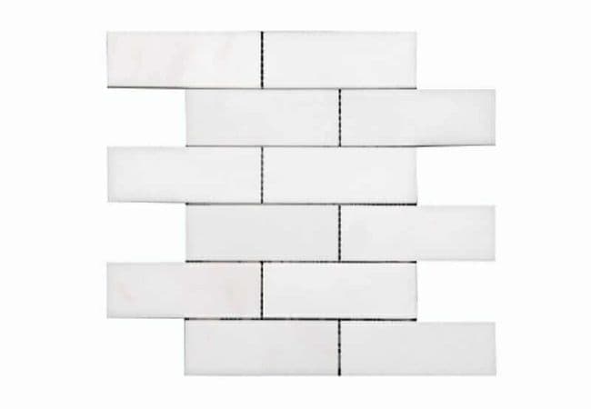 DZN 26sw09 2x6 Polished Pure White Marble Stone Subway Mosaics, DZN Mosaics